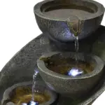 Outdoor 6-Tiered Bowl Fountain with LED Lights - Rustic Design for Garden, Patio, and Yard/23.6” H