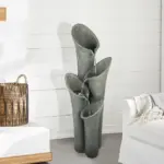 33.5"H-Bell 4-Tier Cascading Floor Rock Water Outdoor Fountain with LED Lights