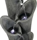 33.5"H-Bell 4-Tier Cascading Floor Rock Water Outdoor Fountain with LED Lights