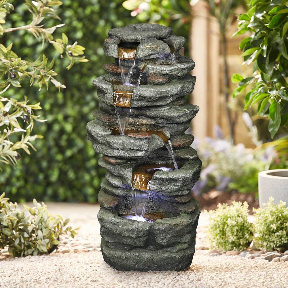 product_image_1765391615 32.6"H-Simulation Slate Stone Garden Outdoor Fountain with LED Lights