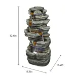 32.6"H-Simulation Slate Stone Garden Outdoor Fountain with LED Lights