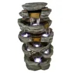 47.2"H Stacked Shale Garden Outdoor Fountain with LED Light