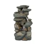 Resin Stacked Rock Indoor Tabletop Fountain with LED Lights-16"H