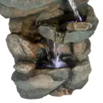 Resin Stacked Rock Indoor Tabletop Fountain with LED Lights-16"H