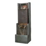 39.3"H-Modern Garden Outdoor Fountain with LED Lights