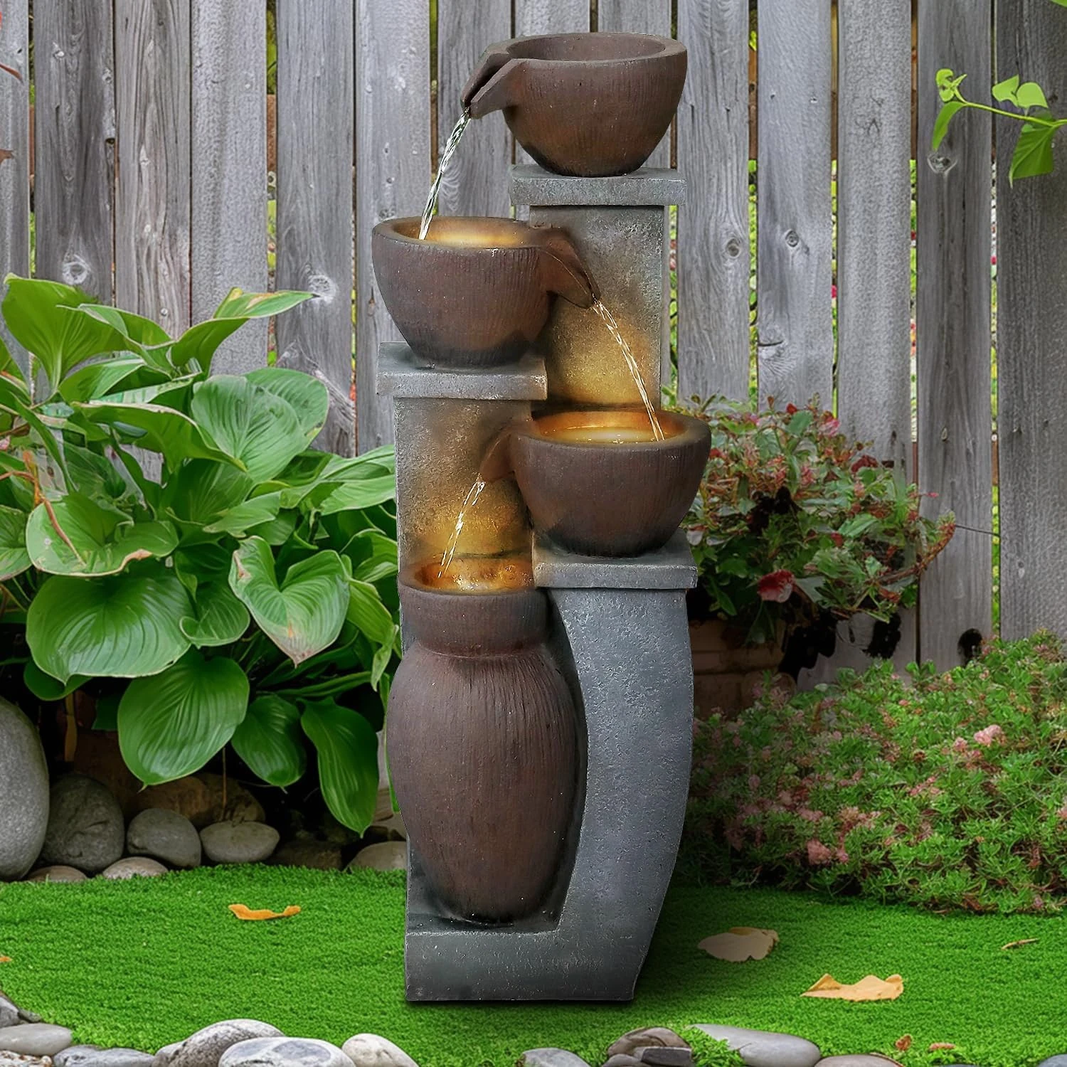 product_image_1765392476 32.8"H Garden Tiered Outdoor Fountain with Warm LED Lights