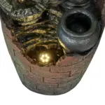 32.6''H 3-Tier Retro Barrel Outdoor Fountain with LED Lights