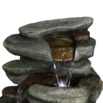 30.7"H- Tiered Rock Garden Outdoor Fountain with White LED Lights