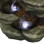 30.7"H- Tiered Rock Garden Outdoor Fountain with White LED Lights