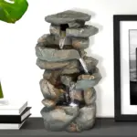 Resin Stacked Rock Indoor Fountain with LED Lights-16"H