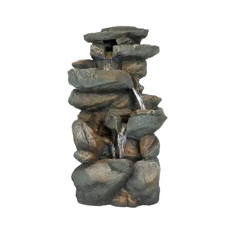 Resin Stacked Rock Indoor Fountain with LED Lights-16"H