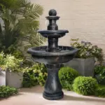 3-Tiered Outdoor Antique Black Garden Fountain-45.2"H