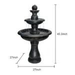 3-Tiered Outdoor Antique Black Garden Fountain-45.2"H