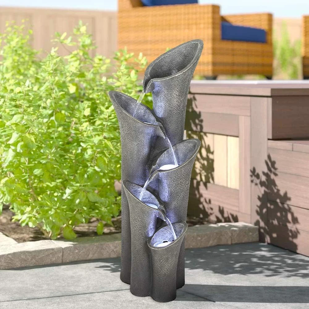product_image_1765394393 5-Tier Faux Stone Outdoor Fountain with LED Light
