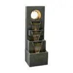 39.3"H-4-tier Designed Outdoor Fountain with LED Lights