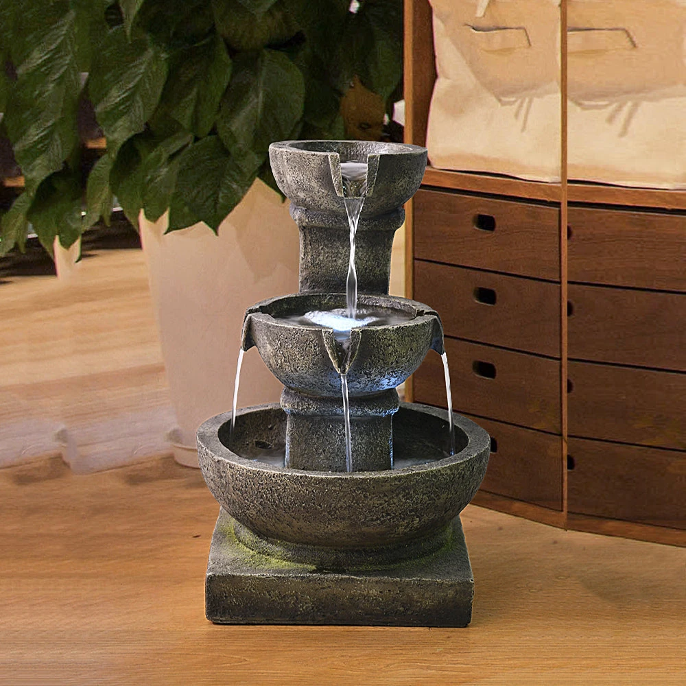 product_image_1765394871 Outdoor Fountain with 3-Tier Design, Moss Effect, and Adjustable Water Pump