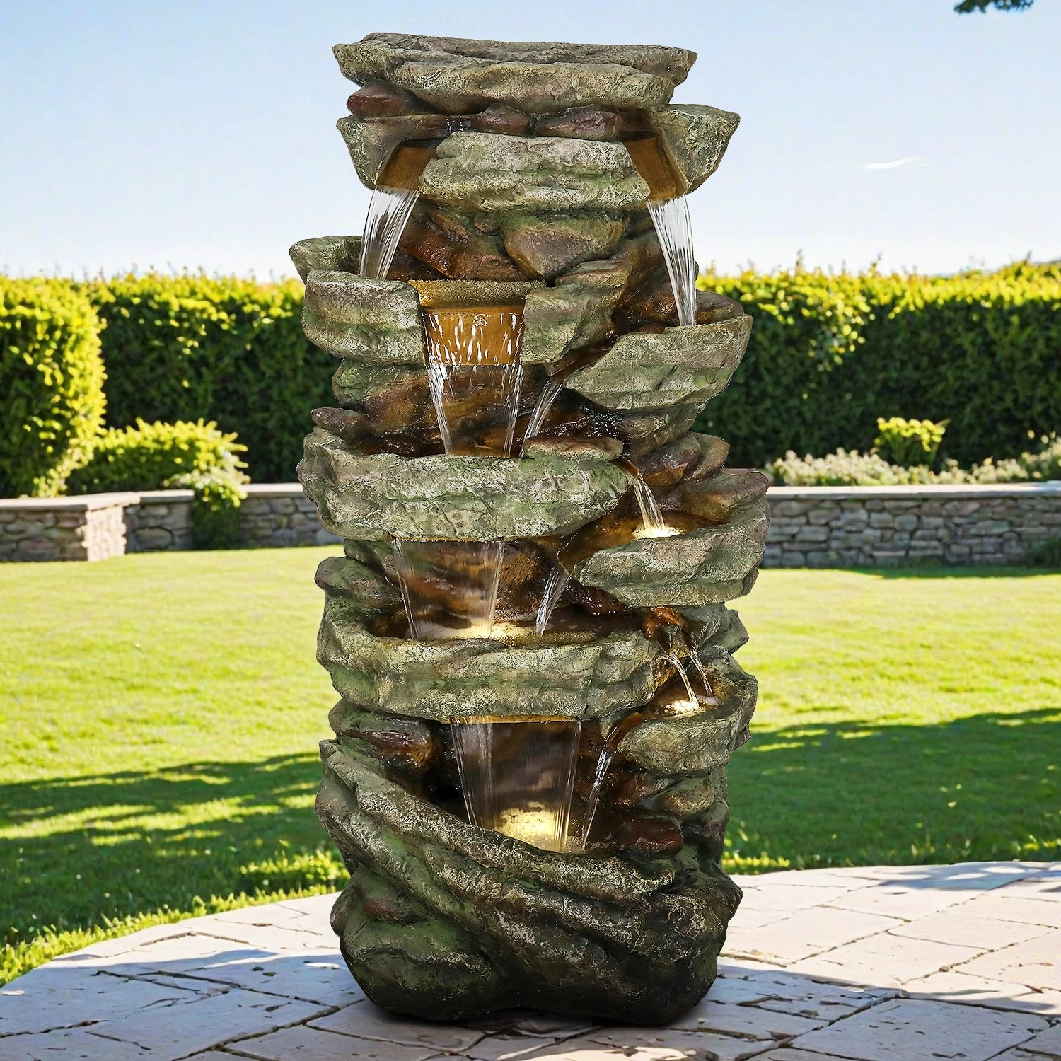 product_image_1765395309 47.2" High Cascading Rock Outdoor Water Fountain with LED Lights