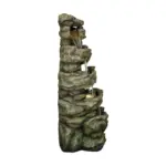 47.2" High Cascading Rock Outdoor Water Fountain with LED Lights