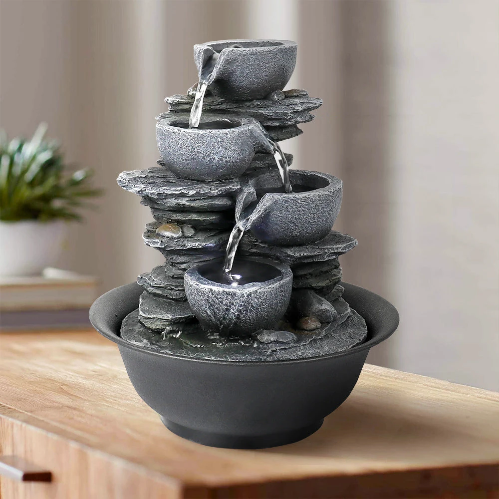 product_image_1765563291 Indoor Tiered Cascading Bowl Fountain- Realistic Rock Design,Perfect for Any Indoor Space