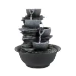Indoor Tiered Cascading Bowl Fountain- Realistic Rock Design,Perfect for Any Indoor Space