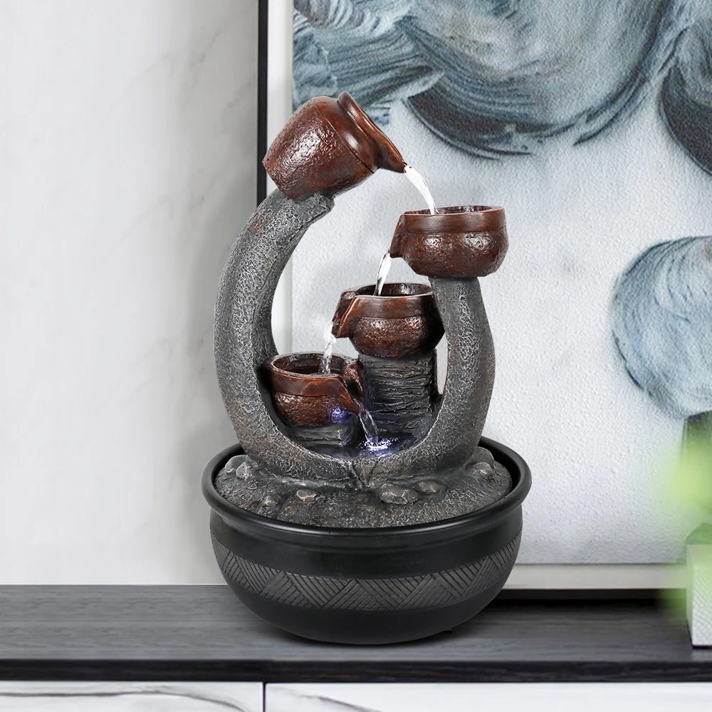 product_image_1765563565 5-Tiered Resin Indoor Tabletop Fountain with LED Lights-15.7"H