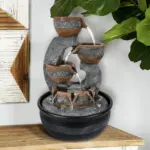 4-Tiered Resin Indoor Tabletop Fountain with LED Lights-15.7"H