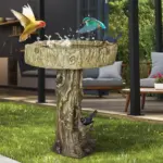 Outdoor Simulated Dendritic Birdbath for Garden, Yard, and Bird Play - Lifelike Tree Trunk Design