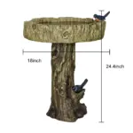Outdoor Simulated Dendritic Birdbath for Garden, Yard, and Bird Play - Lifelike Tree Trunk Design