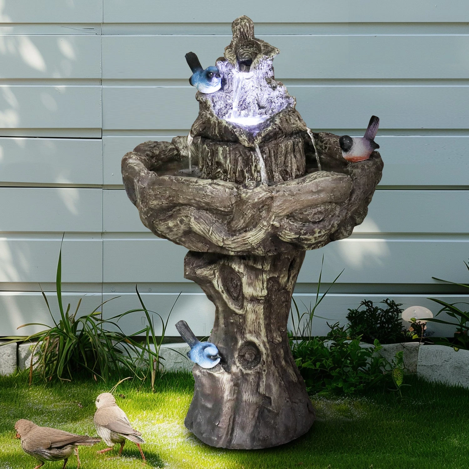 product_image_1765565801 26.7”H 2-Tiered Birdbath Fountain with Three Birds