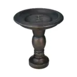 22" Fiber Concrete Antique Pedestal Birdbath | Outdoor Faux Stone